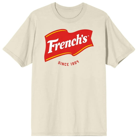 French's Logo text on Natural Short Sleeve Adult T-Shirt-Large