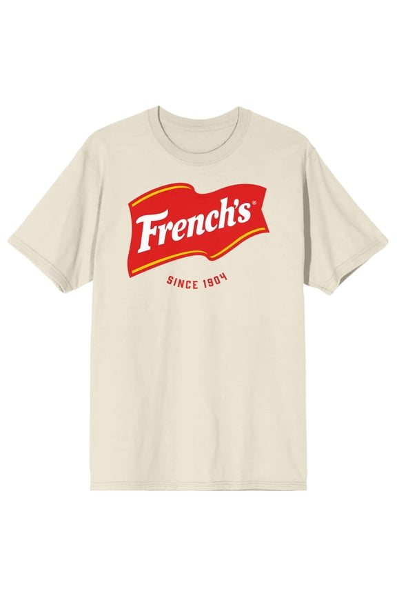 French's Logo text on Natural Short Sleeve Adult T-Shirt-Large