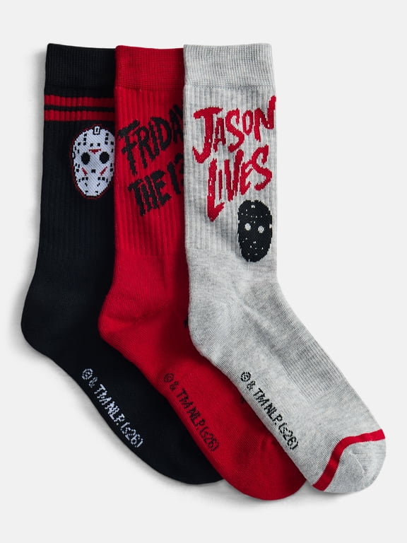 Men's Friday the 13th 3pk Socks, Sizes 10-13