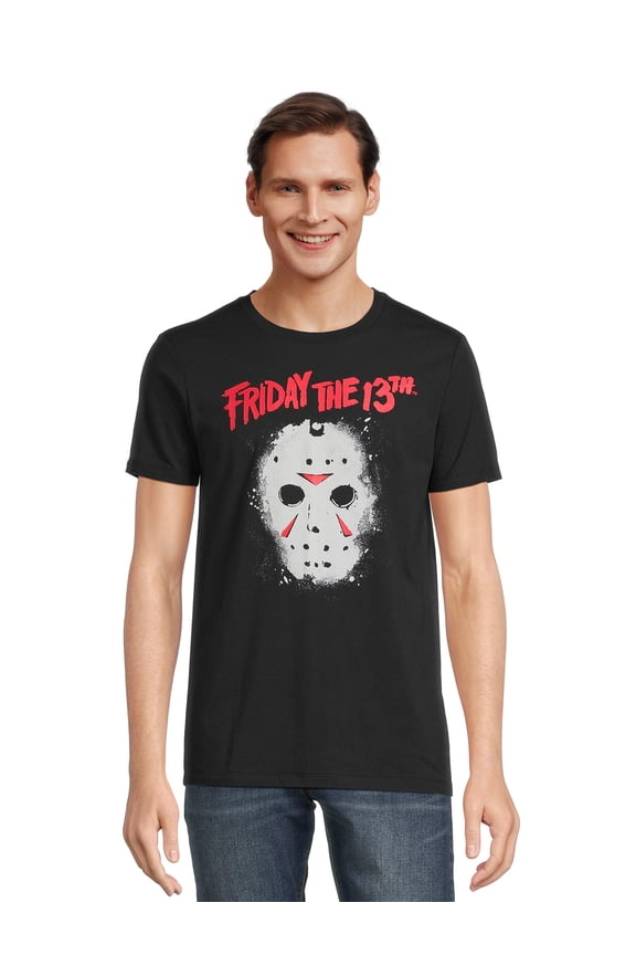 Men's Friday the 13th Jason Mask Halloween Graphic Sleeve T-Shirt, Sizes S-3XL