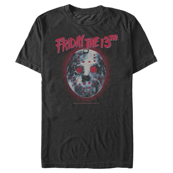 Men's Friday the 13th Jason Vorhees Glooming Hockey Mask Logo Graphic Tee Black Medium