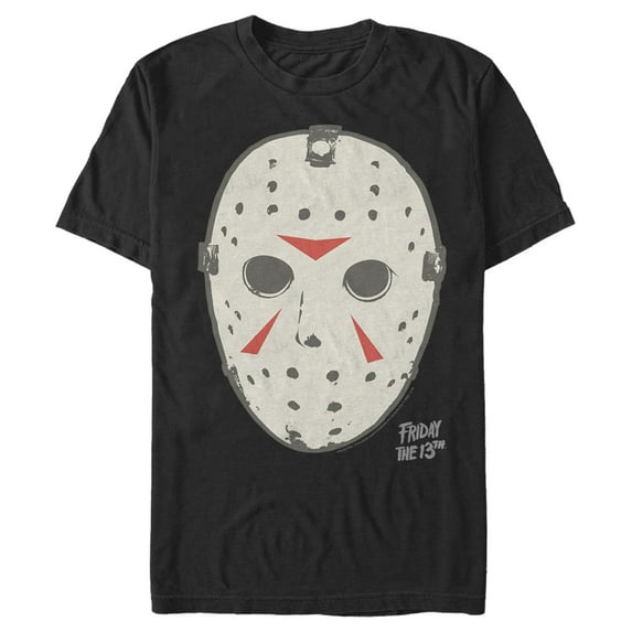 Men's Friday the 13th Jason Vorhees Hockey Mask Logo Graphic Tee Black X Large