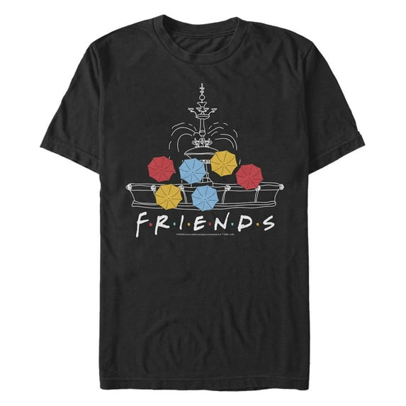 Men's Friends Fountain Umbrellas Graphic T-Shirt