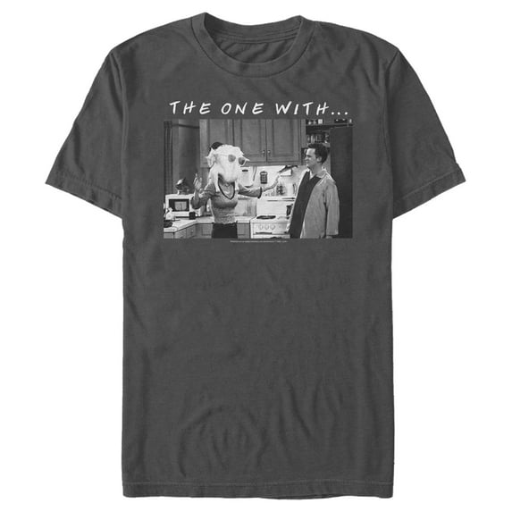 Men's Friends The One With… Black and White Turkey Scene Graphic T-Shirt