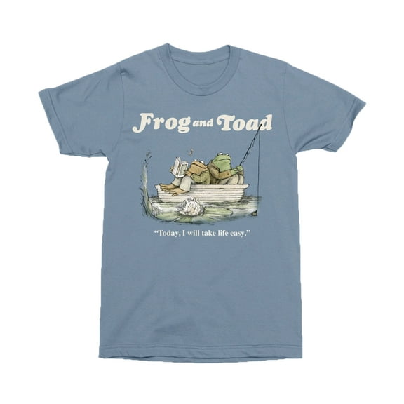 Men's Frog and Toad Fishing Blue Graphic T-Shirt - XL
