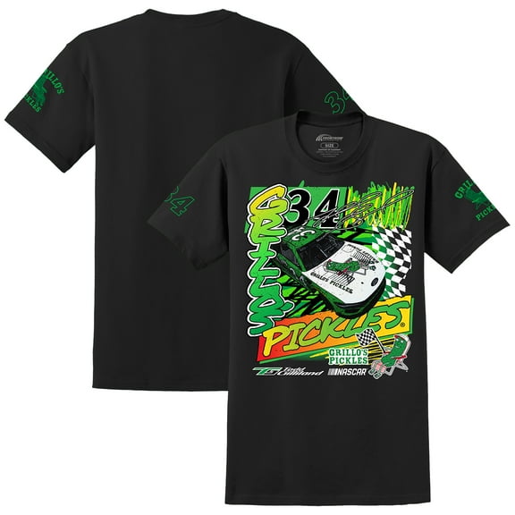 Men's Front Row Motorsports Black Todd Gilliland Grillo's Pickles Car T-Shirt