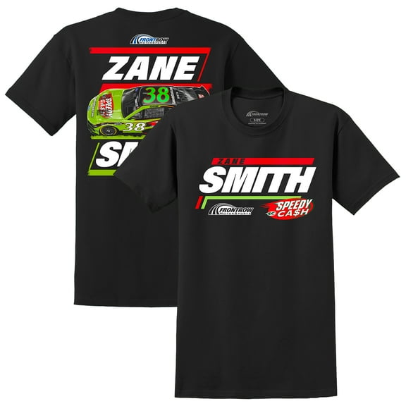 Men's Front Row Motorsports Black Zane Smith Speedy Cash Car T-Shirt
