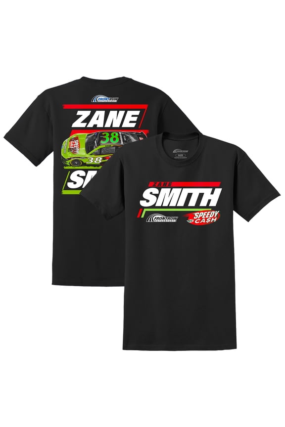 Men's Front Row Motorsports Black Zane Smith Speedy Cash Car T-Shirt