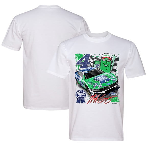 Men's Front Row Motorsports White Noah Gragson #4 PBR Grillo's Pickles T-Shirt