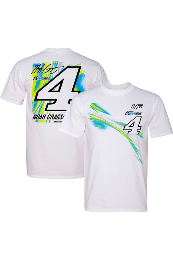 Men's Front Row White Noah Gragson #4 T-Shirt