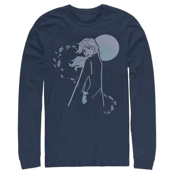 Men's Frozen 2 Anna Winter Wind Long Sleeve Shirt Navy Blue Large