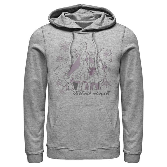Men's Frozen 2 Destiny Awaits Friends Pull Over Hoodie Athletic Heather 2X Large