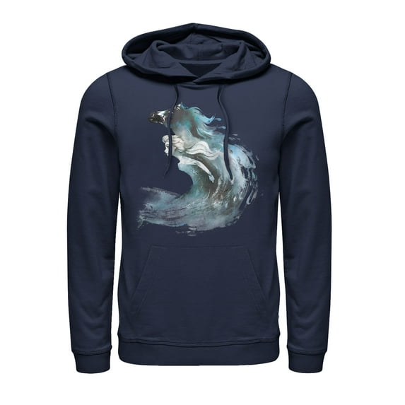 Men's Frozen 2 Elsa Horse Water Spirit Pull Over Hoodie Navy Blue Large
