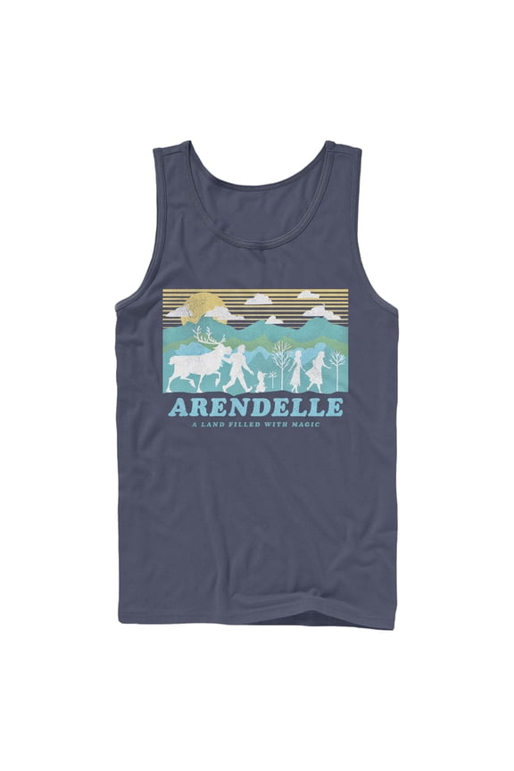 Men's Frozen 2 Magical Traveler Silhouette Tank Top Navy Blue 2X Large
