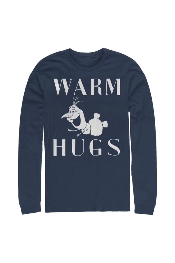 Men's Frozen 2 Olaf Warm Hugs Long Sleeve Shirt Navy Blue Small