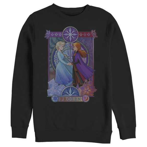 Men's Frozen 2 Sister Stained Glass  Sweatshirt Black Large