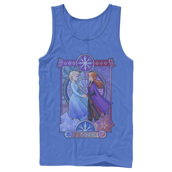 Men's Frozen 2 Sister Stained Glass Tank Top Royal Blue 2X Large