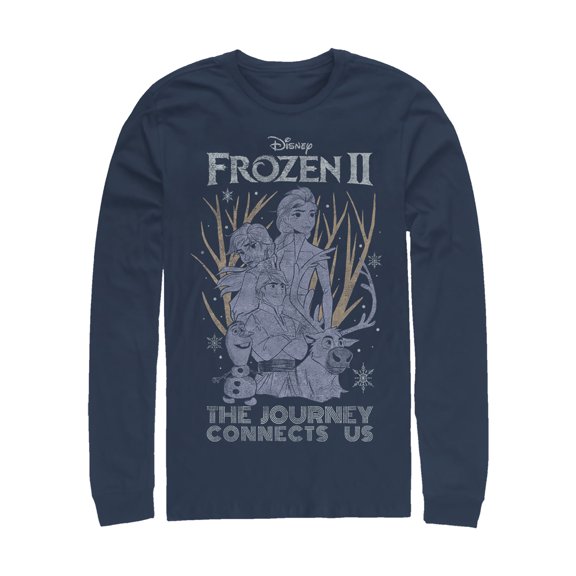 Men's Frozen 2 Vintage Journey Connects Long Sleeve Shirt Navy Blue 2X Large