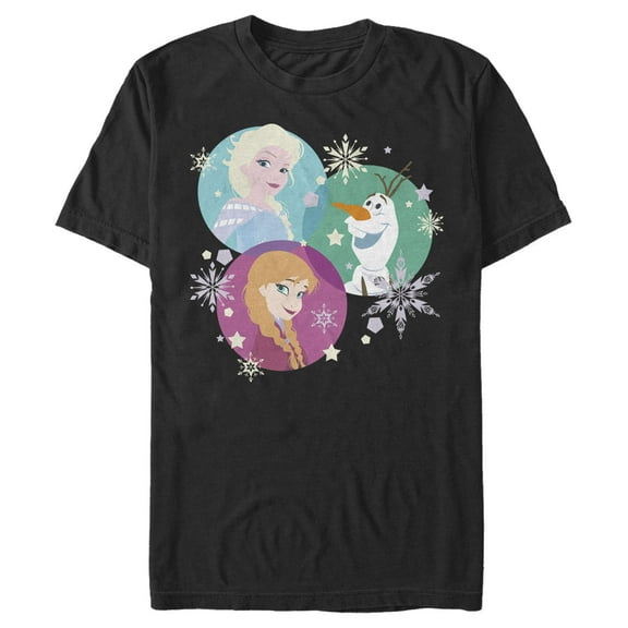 Men's Frozen Character Snowflakes  Graphic Tee Black X Large