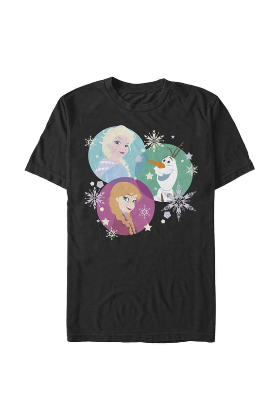 Men's Frozen Character Snowflakes Graphic Tee Black X Large