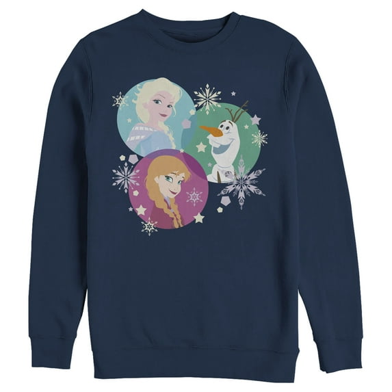 Men's Frozen Character Snowflakes Sweatshirt Navy Blue X Large