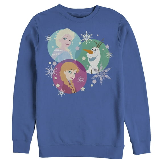 Men's Frozen Character Snowflakes Sweatshirt Royal Blue 2X Large