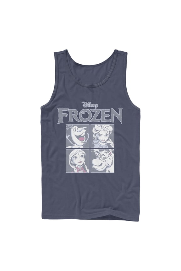 Men's Frozen Character Squares Tank Top Navy Blue X Large