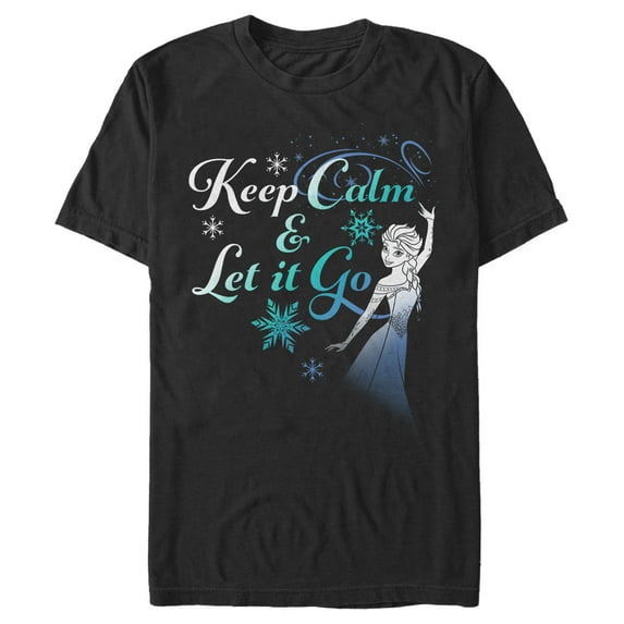 Men's Frozen Elsa Keep Calm Graphic Tee Black 2X Large