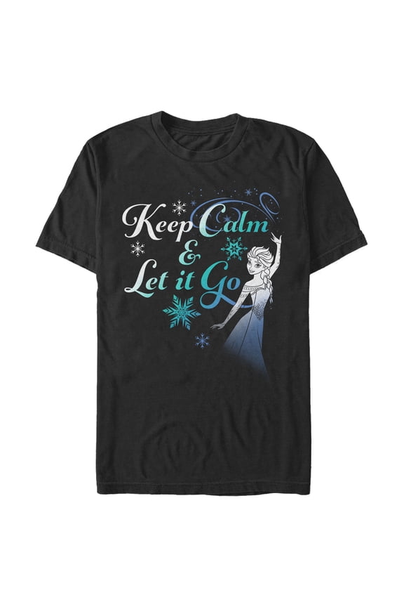 Men's Frozen Elsa Keep Calm  Graphic Tee Black Large