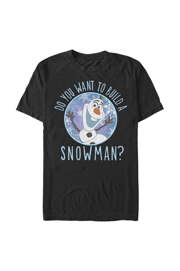 Men's Frozen Olaf Build Snowman Graphic Tee Black 2X Large