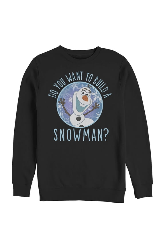 Men's Frozen Olaf Build Snowman Sweatshirt Black 2X Large