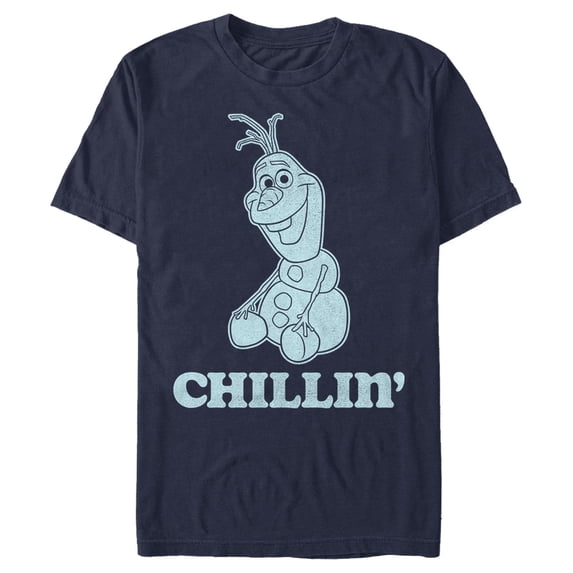 Men's Frozen Olaf Chillin' Portrait Graphic Tee Navy Blue Medium