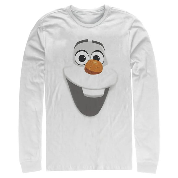 Men's Frozen Olaf Face  Long Sleeve Shirt White Large