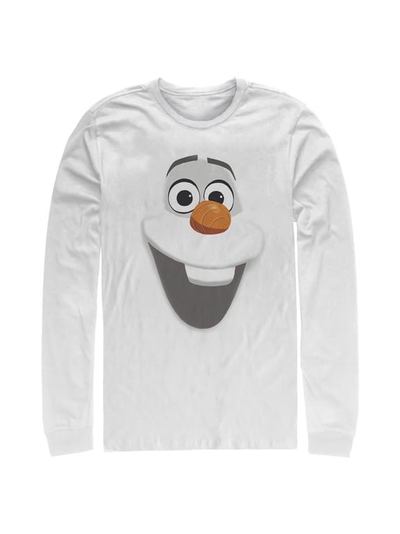 Men's Frozen Olaf Face Long Sleeve Shirt White Medium
