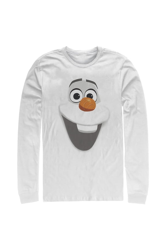 Men's Frozen Olaf Face  Long Sleeve Shirt White Medium
