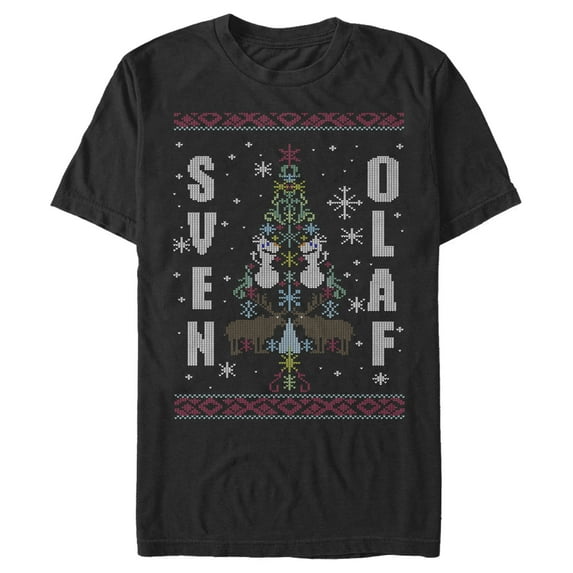 Men's Frozen Ugly Christmas Besties Graphic Tee Black X Large