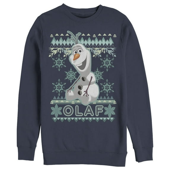 Men's Frozen Ugly Christmas Olaf Sweatshirt Navy Blue X Large