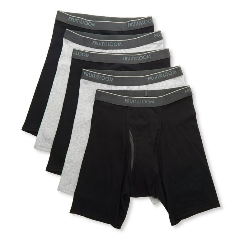 Fruit of the Loom Men's Cool Zone Covered Waistband Boxer Briefs 5pk -  Black/Blue/Gray XL 5 ct