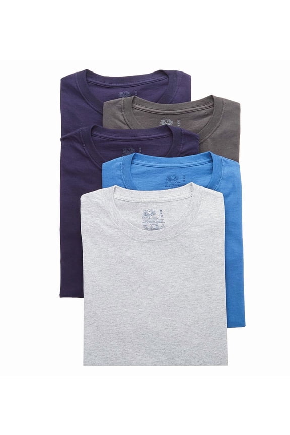 Men's Fruit Of The Loom 5P28CTG Stay Tucked Cotton Crew T-Shirts - 5 Pack (Assorted S)