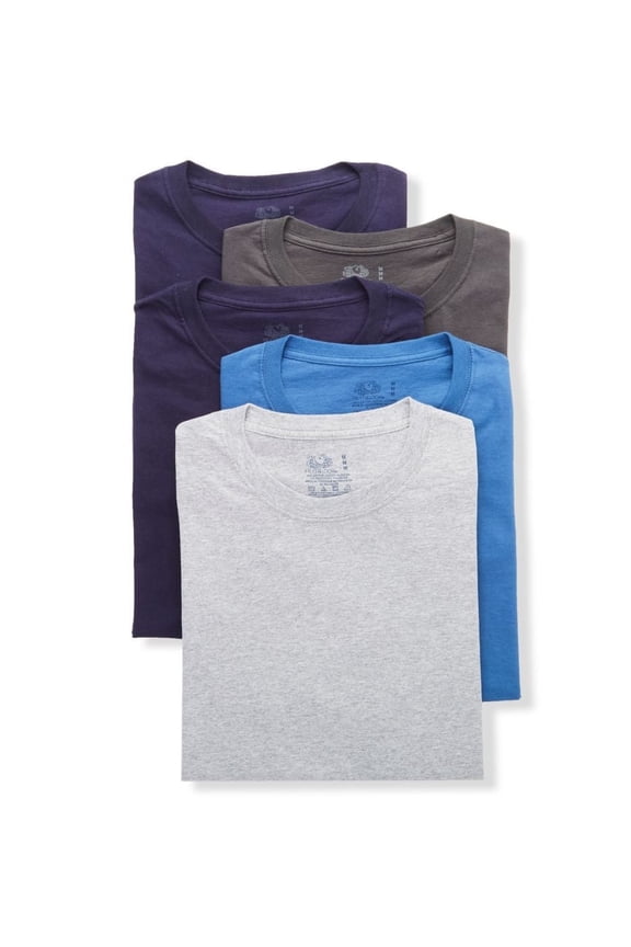 Men's Fruit Of The Loom 5P28CTG Stay Tucked Cotton Crew T-Shirts - 5 Pack (Assorted XL)