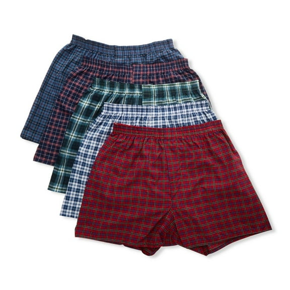 Men's Fruit Of The Loom 5P590TG Assorted Tartan Plaid Woven Boxers - 5 Pack (Assorted M)