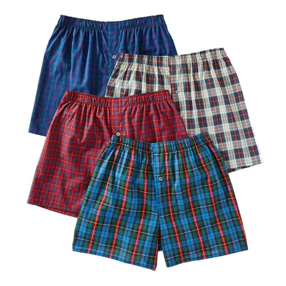 Fruit of the Loom Men's Premium Woven Boxer (4 Pack), Tartan, X-Large