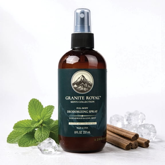 Granite Royal Full Body Deodorant for Men - Aluminum Free Spray for Long Lasting Protection, 8 oz.