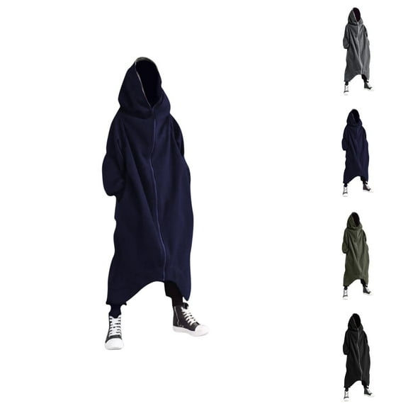 Men's Full Body Hoodie 2025 Fall Winter Long Sleeve Zip Up Long Hooded Sweatshirt with Pockets Jacket Coat Outerwear