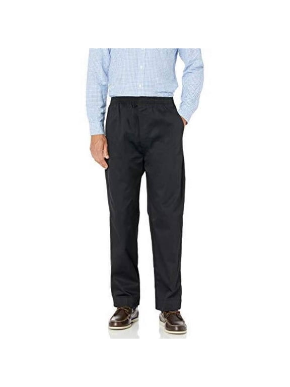Men's Full Elastic Waist Pull-On Pants with Mock Fly