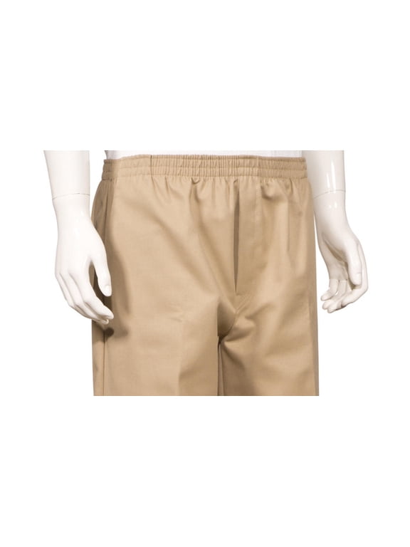 Men's Full Elastic Waist Pull-On Pants with Mock Fly