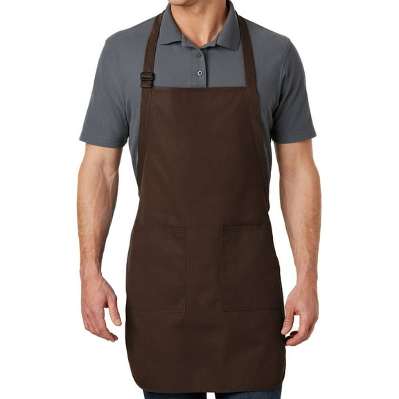 Men's Full-Length Apron with Pockets - Coffee Bean Brown