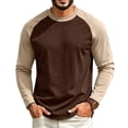 thumbnail image 1 of Men's Full Length Sleeve Raglan Cotton Baseball Tee Shirt Coffee 2XL, 1 of 3