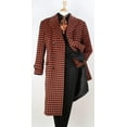 thumbnail image 1 of Men's Full Length Top Coat - Wide Fashion Lapel Rust Houndstooth, 1 of 1