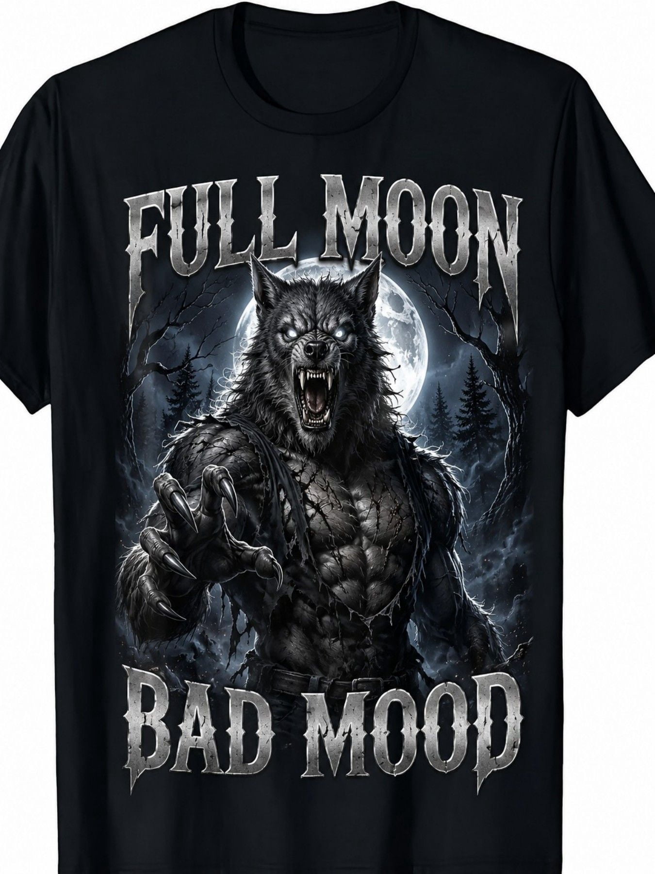 Pet Store Werewolf Men's Full Moon Bad Mood Werewolf Halloween Graphic Crewneck T-Shirt ...